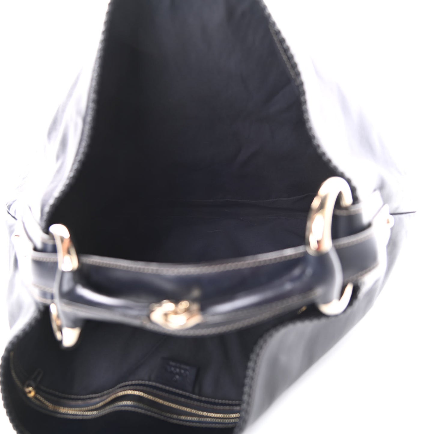 Calfskin Large Horsebit Chain Hobo Black