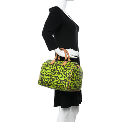 Louis Vuitton Monogram Graffiti Speedy 30 Green 2 of 16