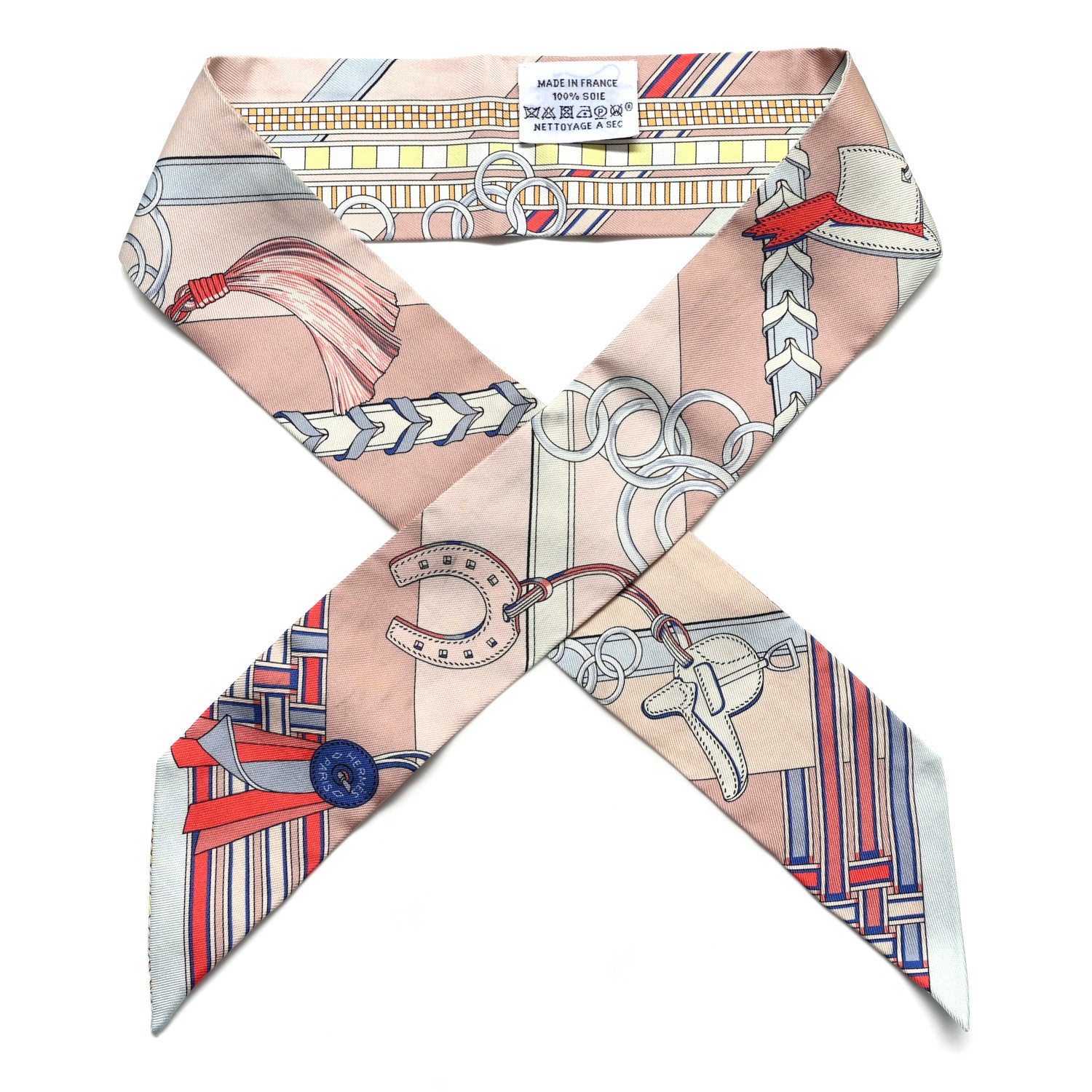 Hermes Silk Brides et Gris Twilly Rose Poudre Bleu Gris 1 of 6