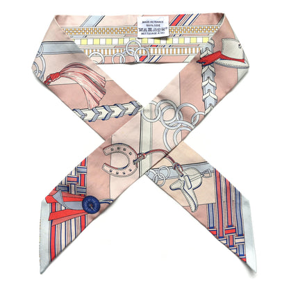 Hermes Silk Brides et Gris Twilly Rose Poudre Bleu Gris 1 of 6