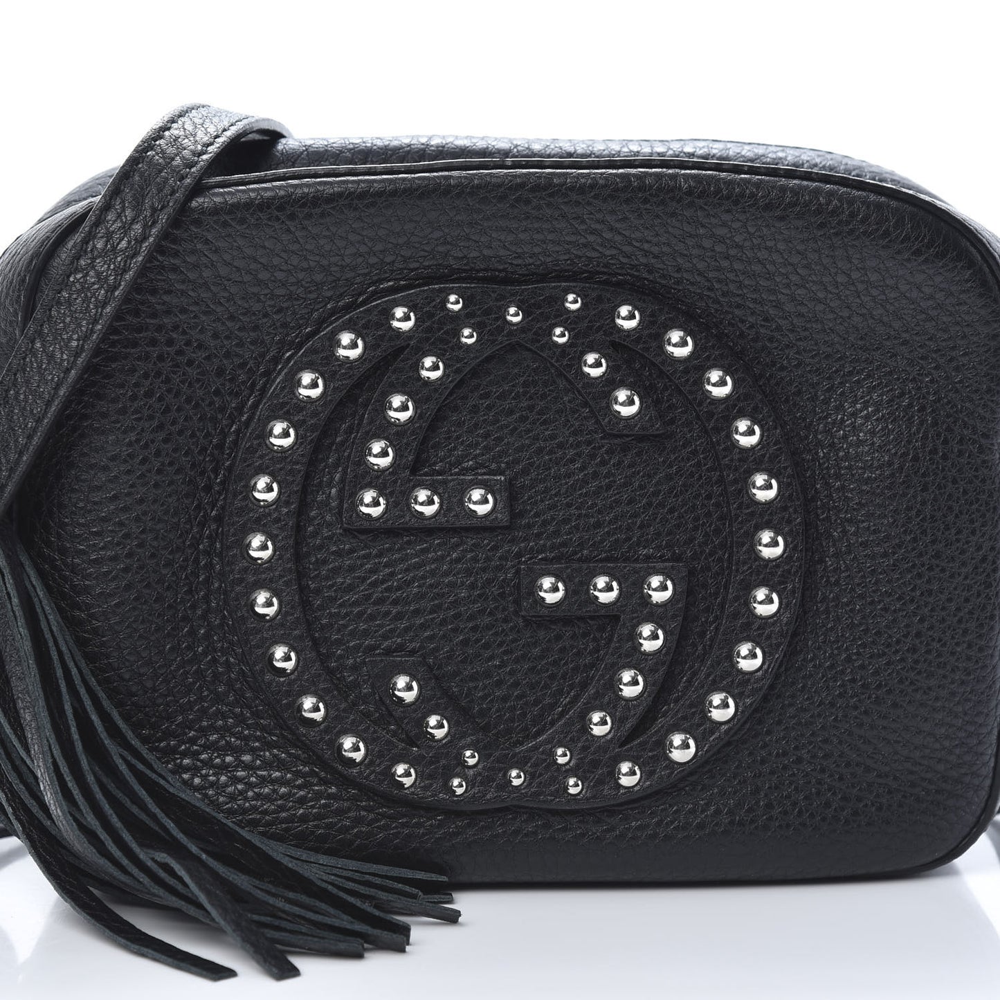 Pebbled Calfskin Studded Small Soho Disco Bag Black