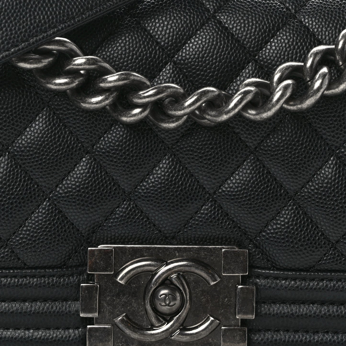 Caviar Quilted Small Boy Flap Black