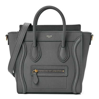 Celine Drummed Calfskin Nano Luggage Kohl 1 of 11