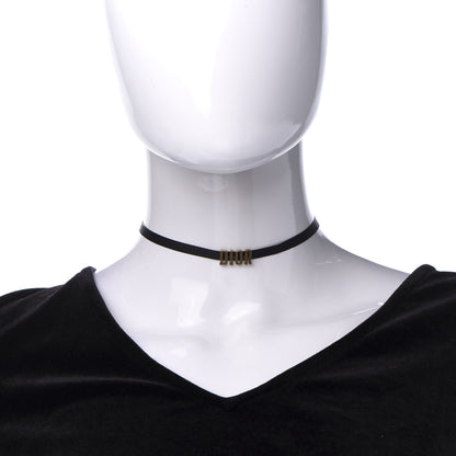 Christian Dior Grosgrain Ribbon Dior Logo Choker Necklace Black 2 of 7