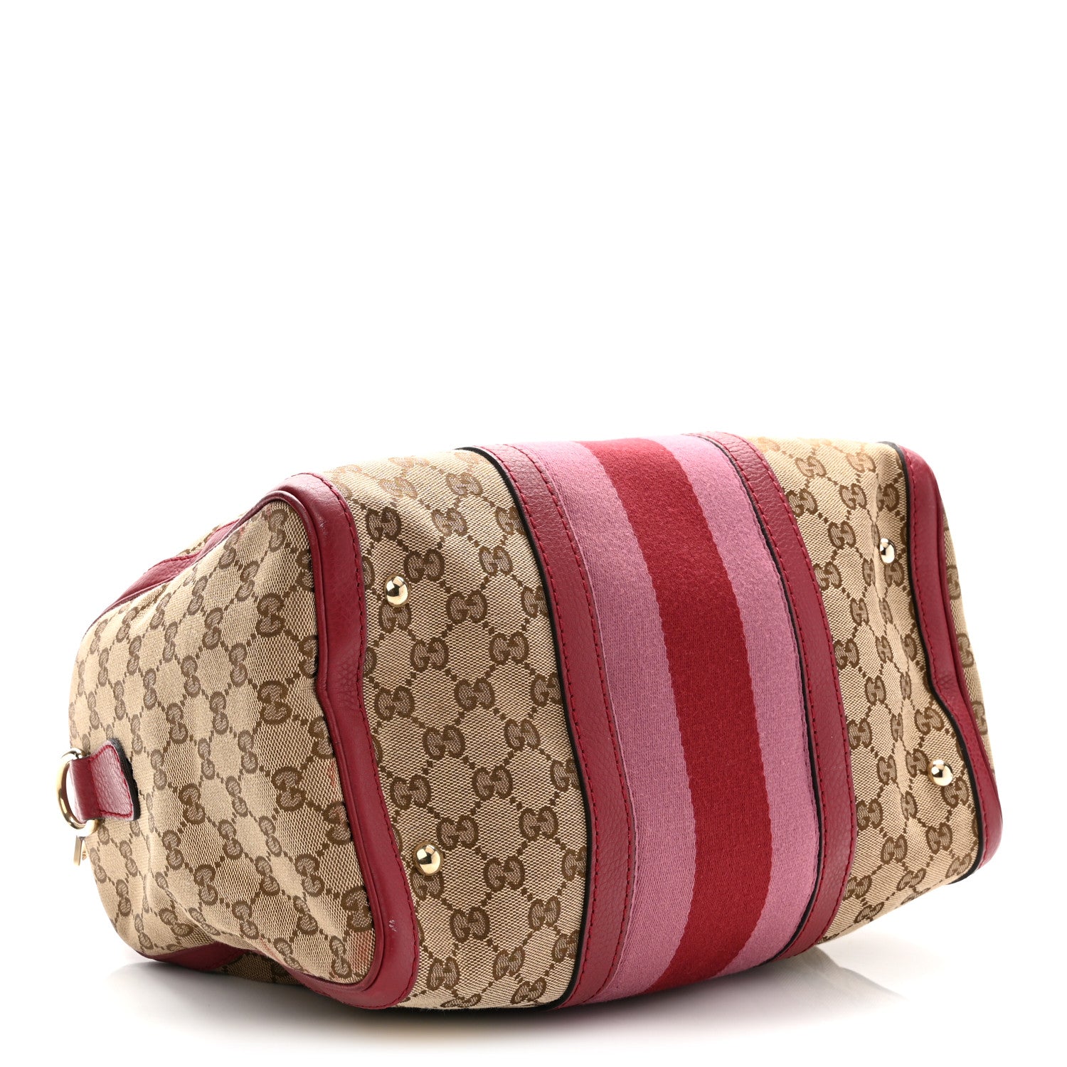 Gucci Monogram Cellarius Calfskin Vintage Web Medium Boston  Beige Ebony Soft Burgundy Peonia Flower 4 of 12