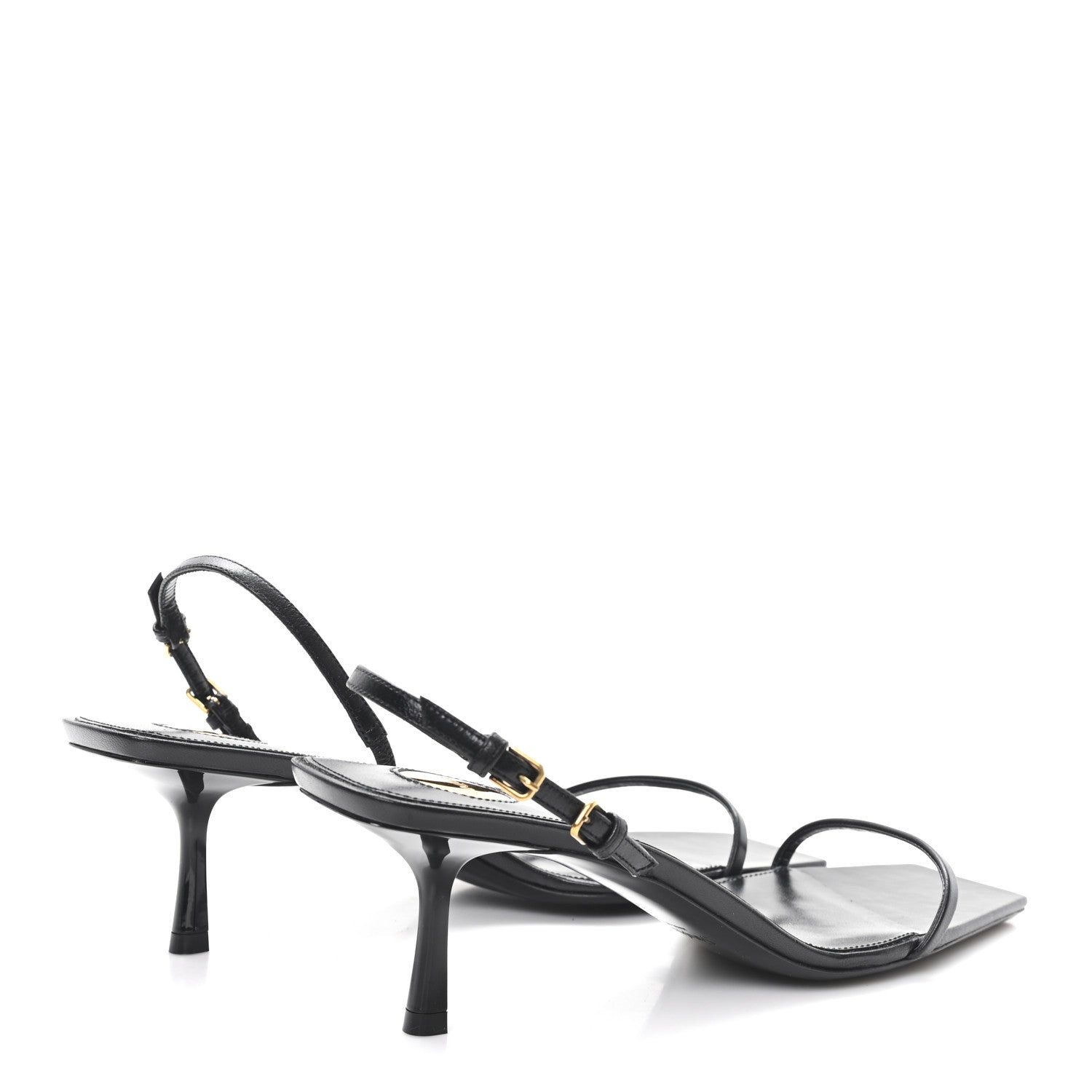 Saint Laurent Satin Slingback Jaspe 55 Sandals  41 Black 5 of 8