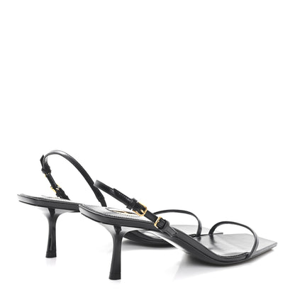Saint Laurent Satin Slingback Jaspe 55 Sandals  41 Black 5 of 8