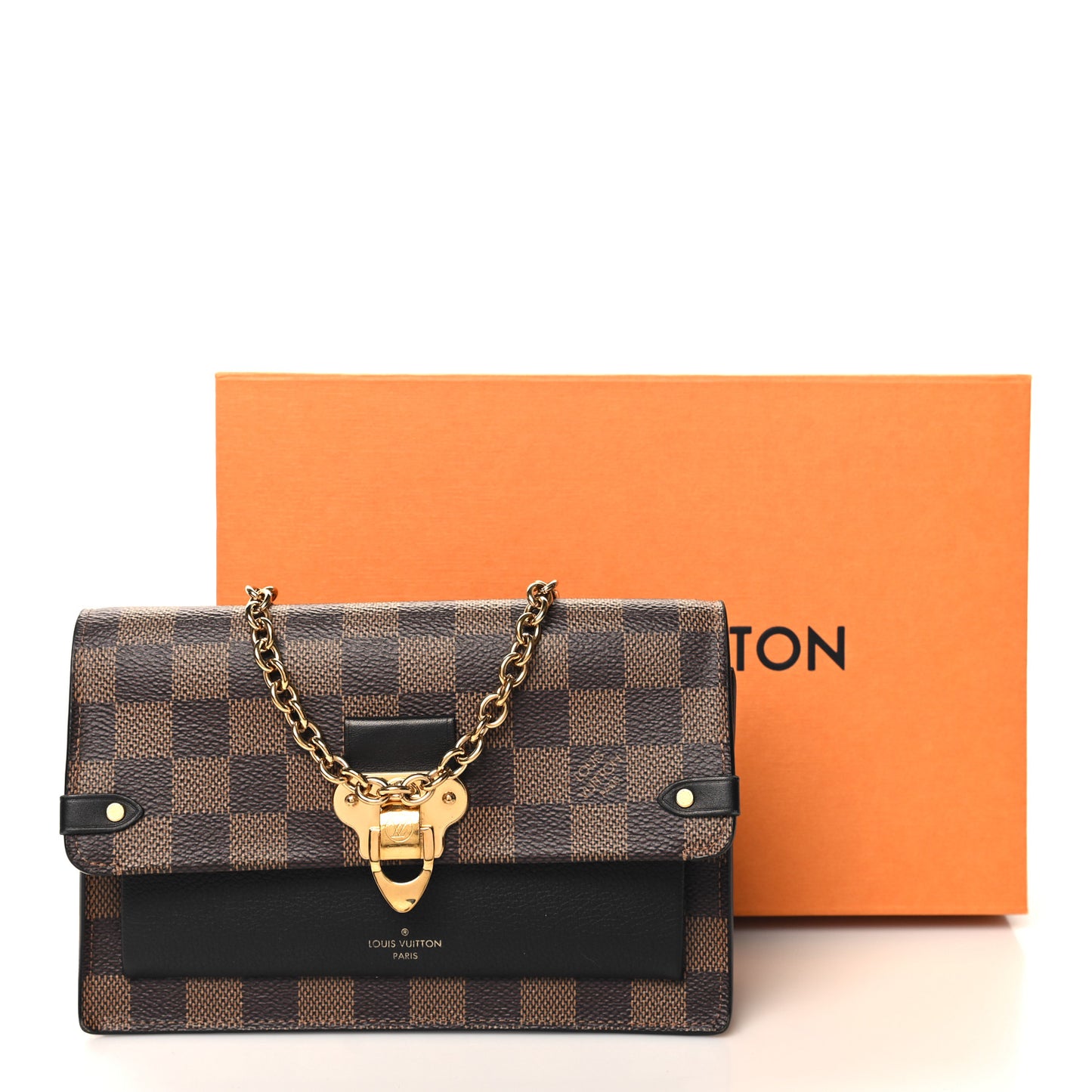 Damier Ebene Vavin Chain Wallet Black