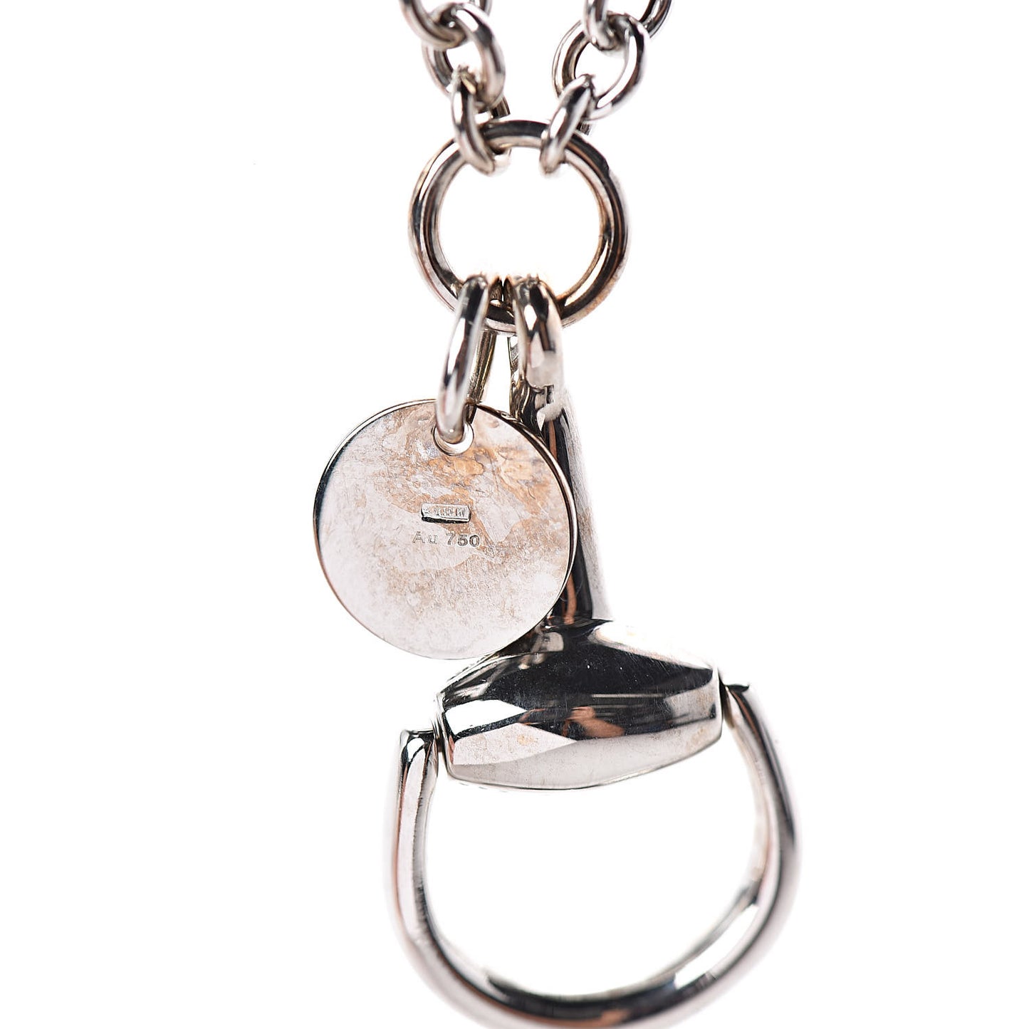 18K White Gold Diamond Horsebit Pendant Necklace