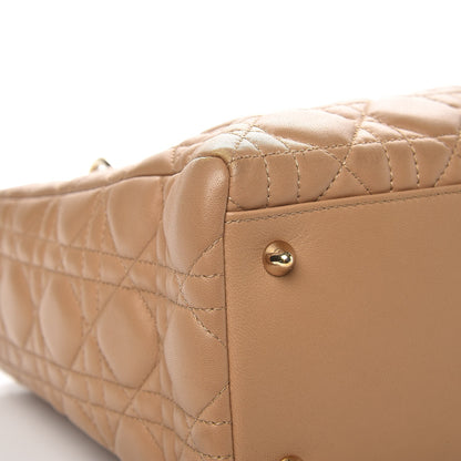 Christian Dior Lambskin Cannage Medium Lady Dior Beige 8 of 12