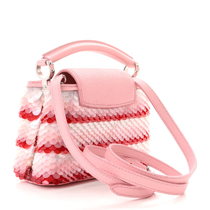 Louis Vuitton Sequins Metallic Taurillon Capucines Mini Pink 3 of 12