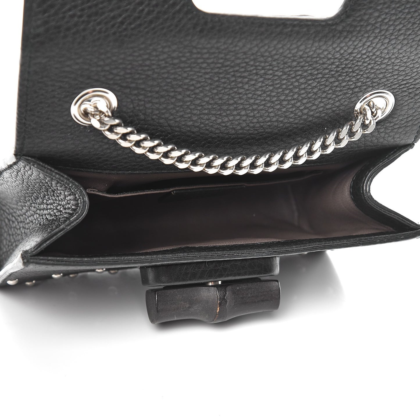 Calfskin Small Studded Miss Bamboo Shoulder Bag Black