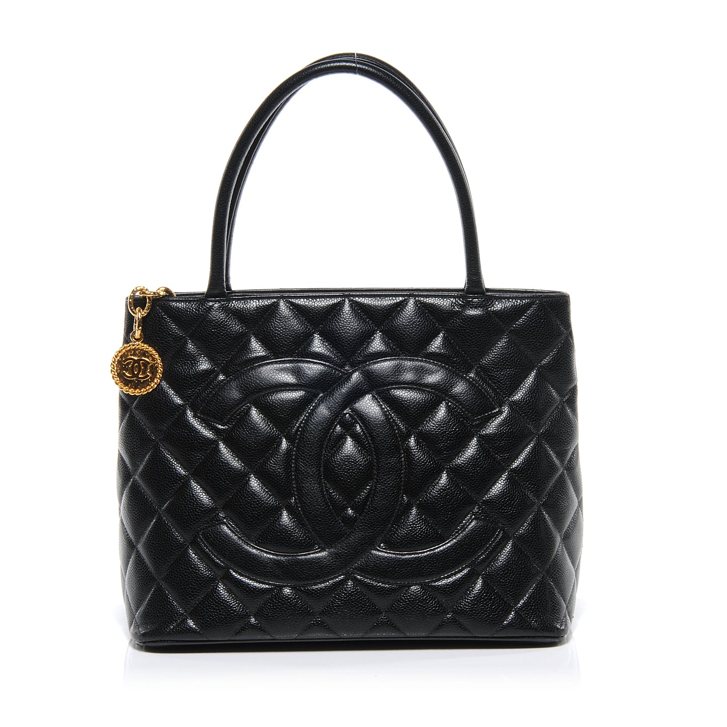 Caviar Quilted Medallion Tote Black