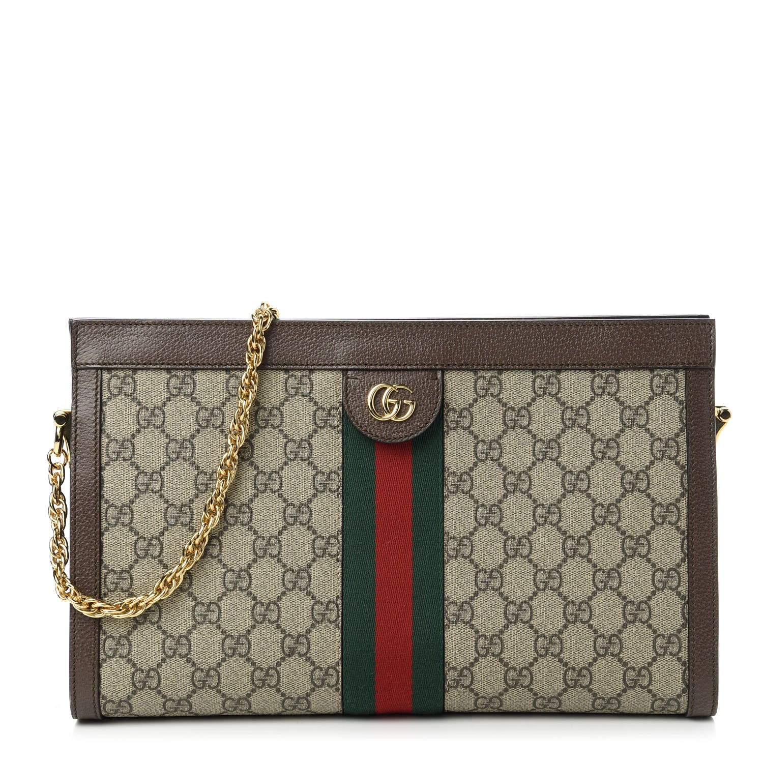 Gucci GG Supreme Monogram Web Medium Ophidia Chain Shoulder Bag Brown 1 of 10