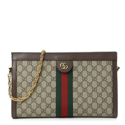 Gucci GG Supreme Monogram Web Medium Ophidia Chain Shoulder Bag Brown 1 of 10