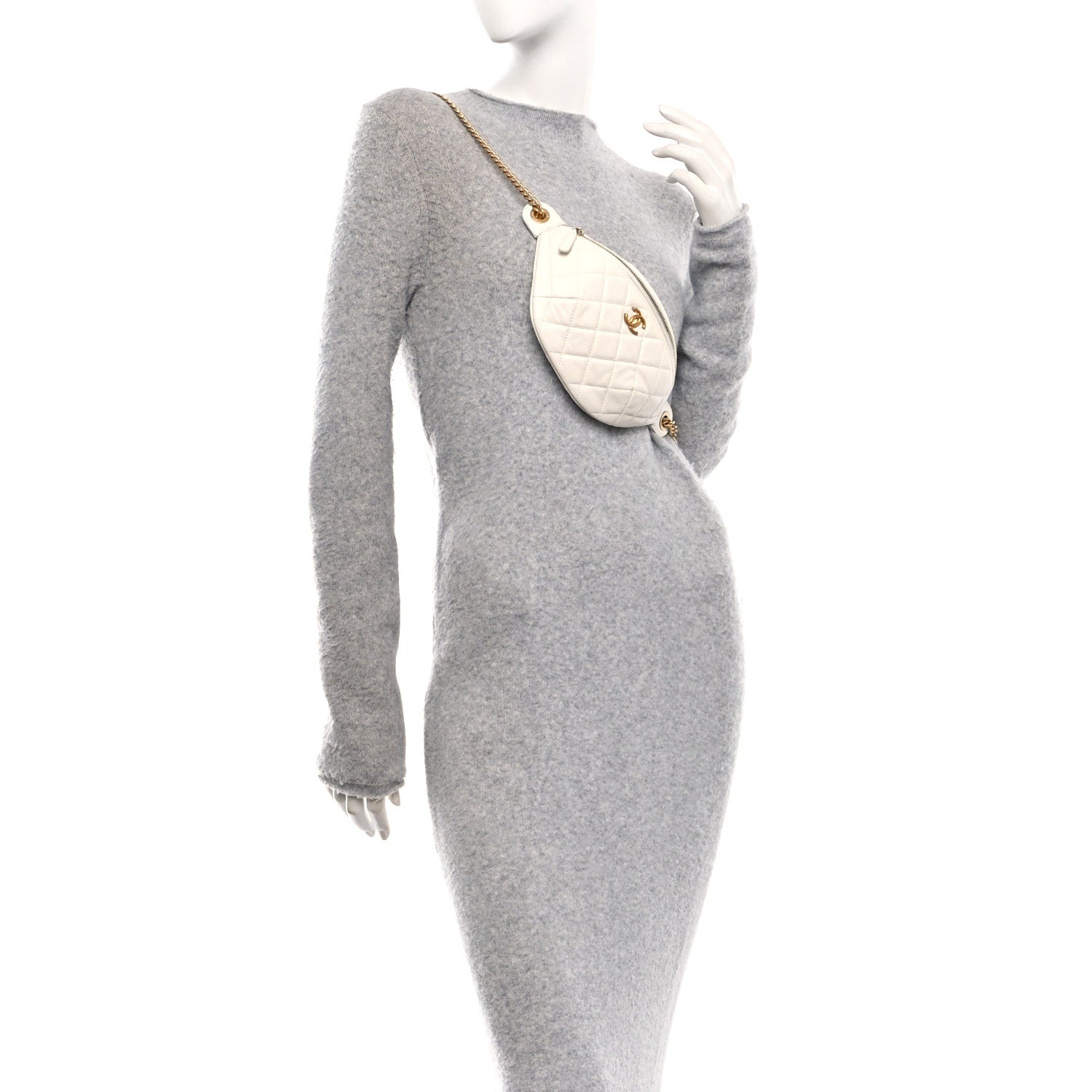 Chanel Caviar Quilted Sweetheart Belt Bag White 2 of 10