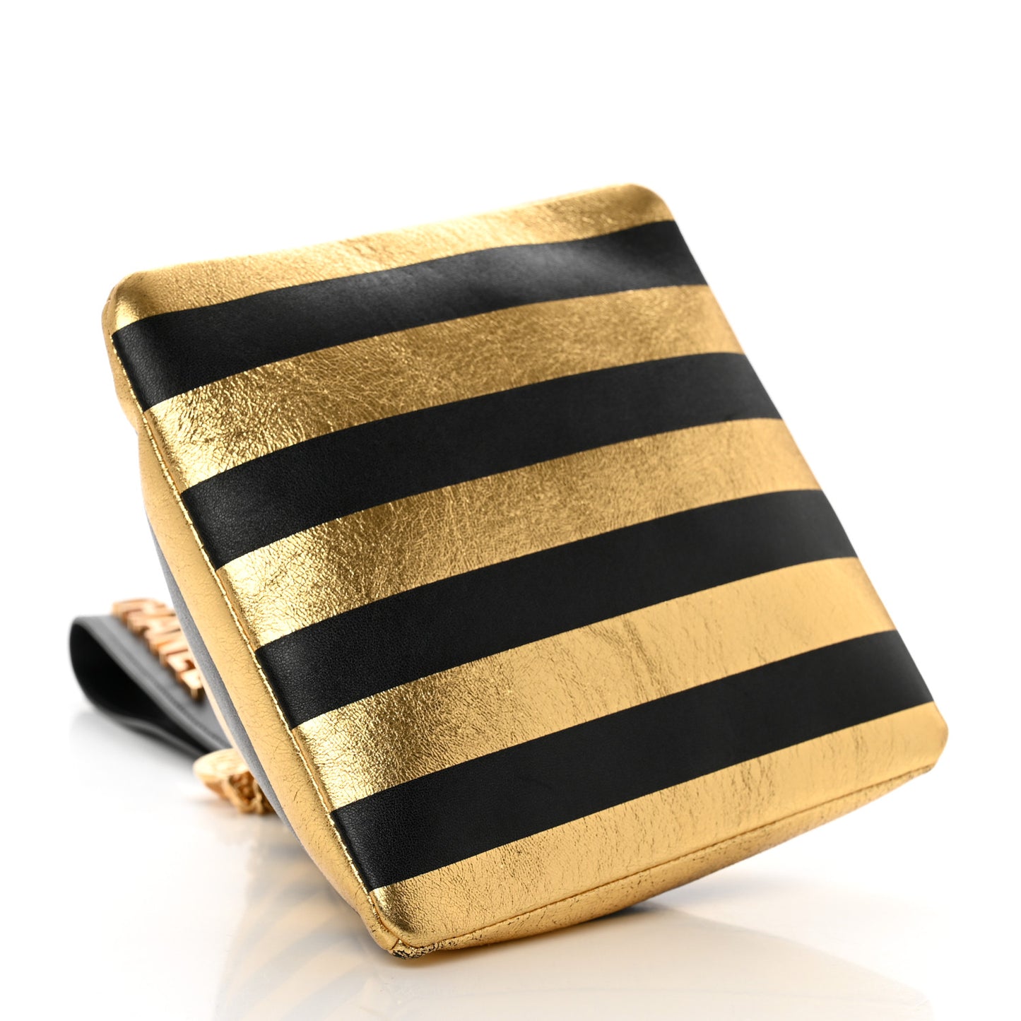 Metallic Lambskin CC Kheops Pyramid Bag Gold Black