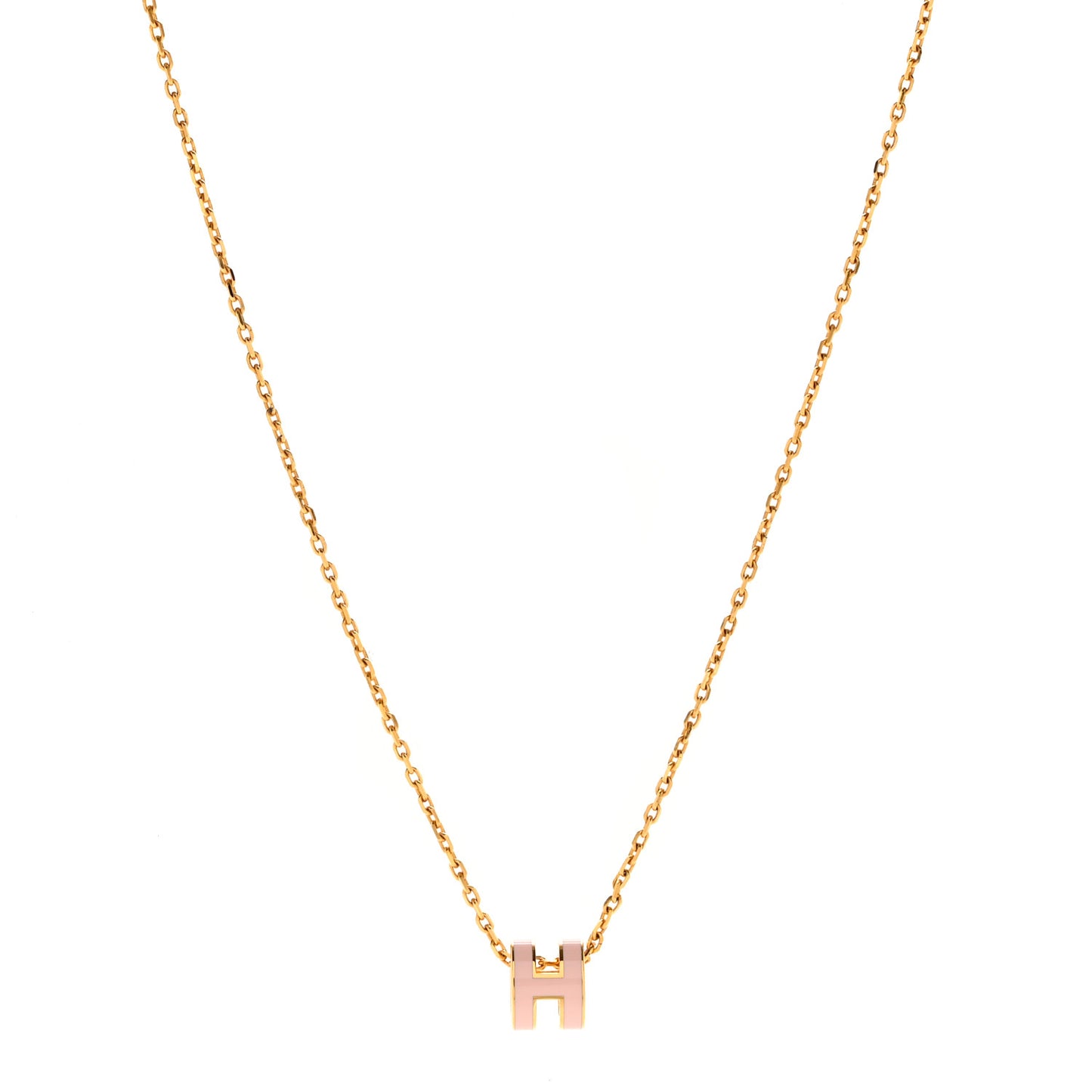 Lacquered Gold Mini Pop H Pendant Necklace Rose Dragee