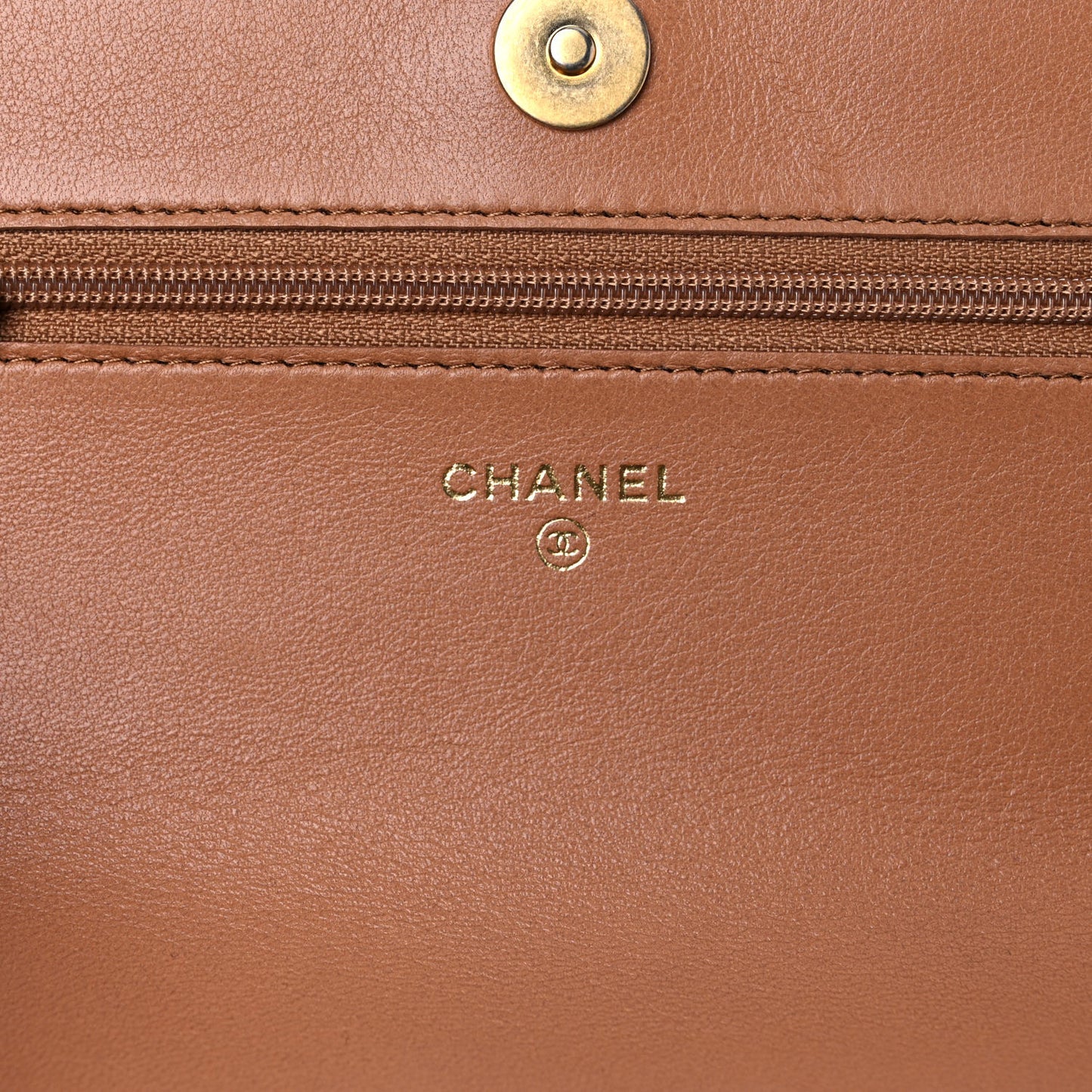 Lambskin Quilted Chanel 19 Wallet On Chain WOC Brown