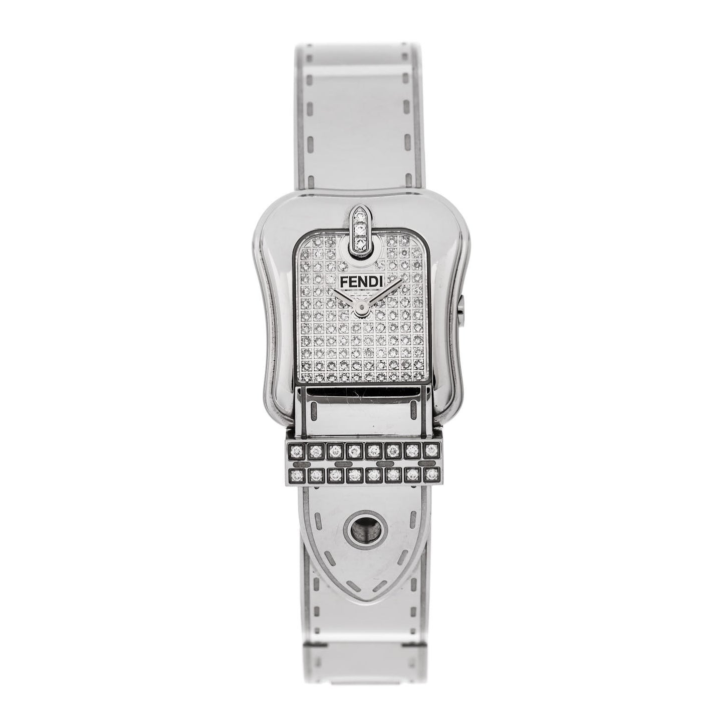 Stainless Steel Diamond 23mm 3800L Buckle Quartz Watch Silver