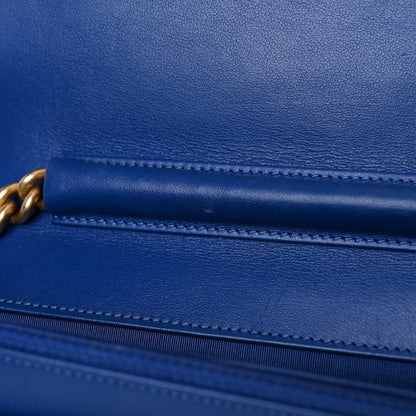 Chanel Caviar Quilted Boy Wallet On Chain WOC Blue 14 of 18