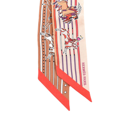 Hermes Silk Pani La Shar Pawnee Twilly Beige Rouille Rouge 2 of 4