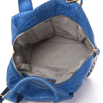 MCM Lambskin Studded Shoulder Bag Blue 5 of 14