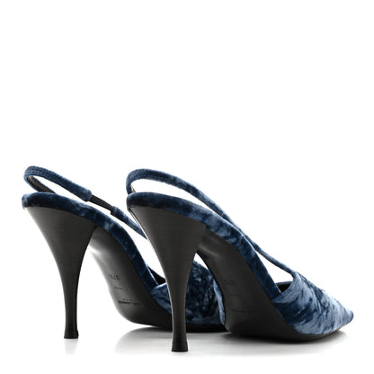 Saint Laurent Velvet Tom 90 Dream Slingback Pumps 37.5 Denim 5 of 11