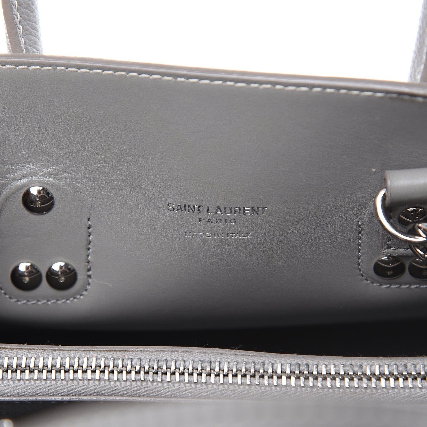 Grained Calfskin Topstich Baby Sac De Jour Fog