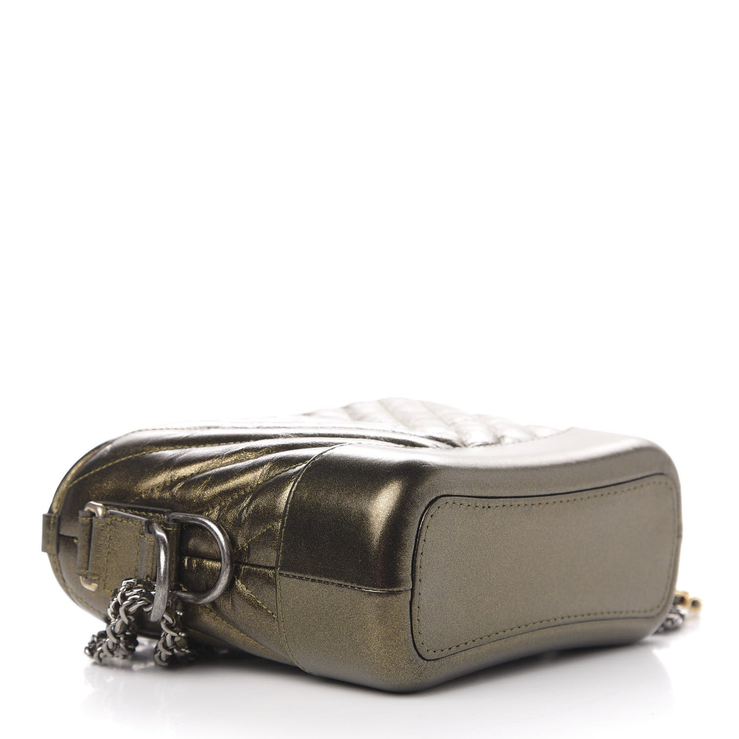 Metallic Calfskin Chevron Quilted Small Gabrielle Hobo Gold