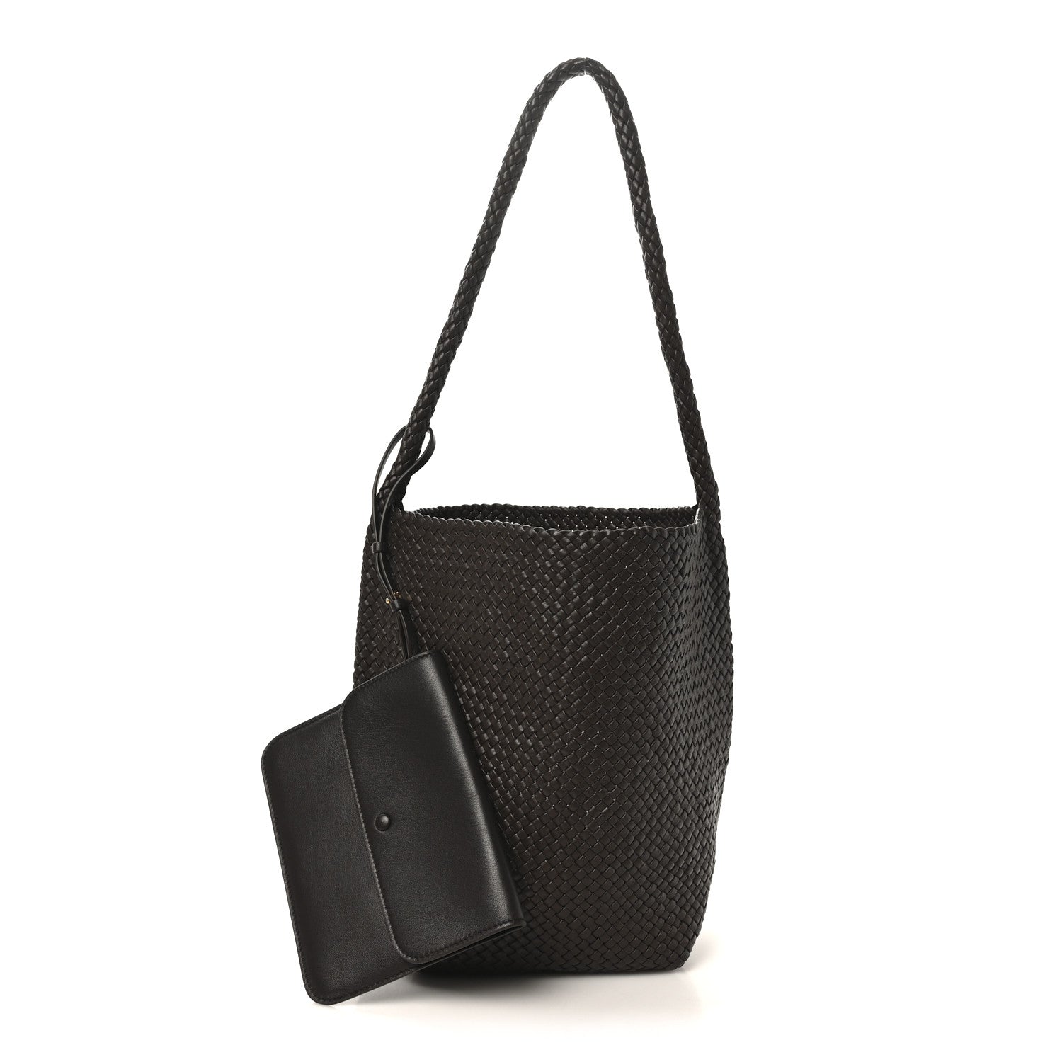 The Row Woven Calfskin Medium N/S Tote Bag Dark Brown 3 of 10