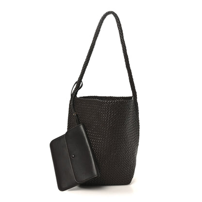 The Row Woven Calfskin Medium N/S Tote Bag Dark Brown 3 of 10