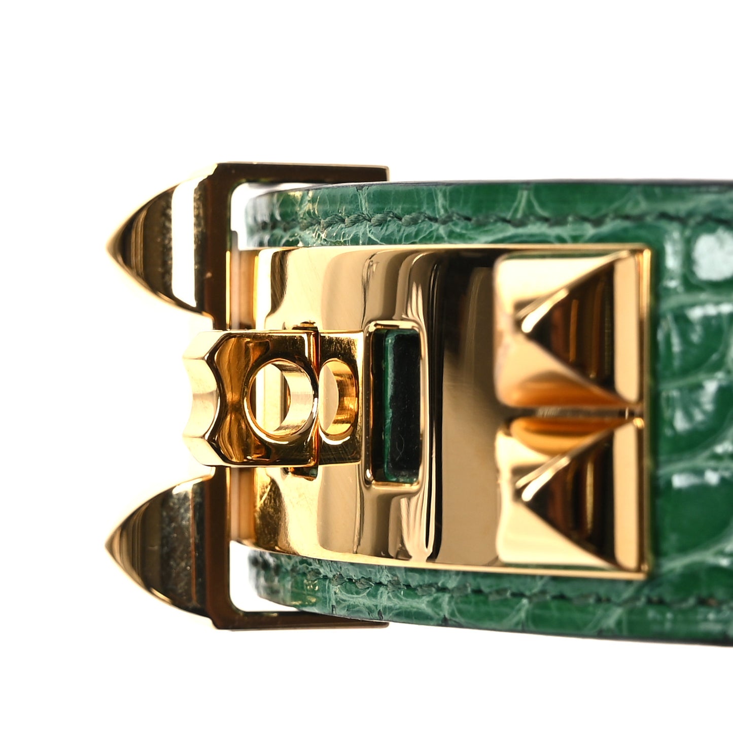 Shiny Alligator Collier De Chien CDC Bracelet T2 Vert Jade