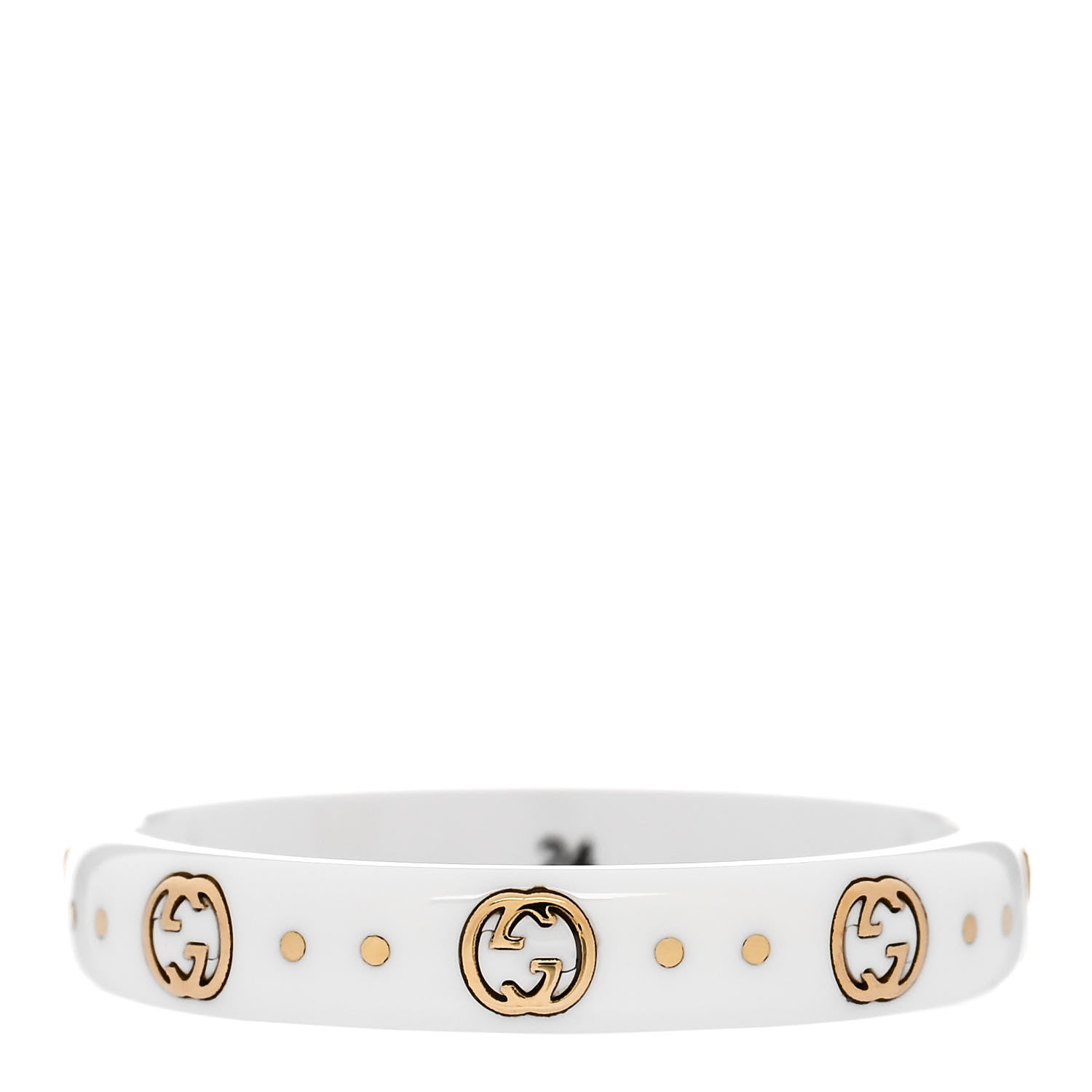 Gucci White Synthetic Corundum 18K Yellow Gold 4mm Interlocking G Icon Icon Ring 64 10.75 3 of 6