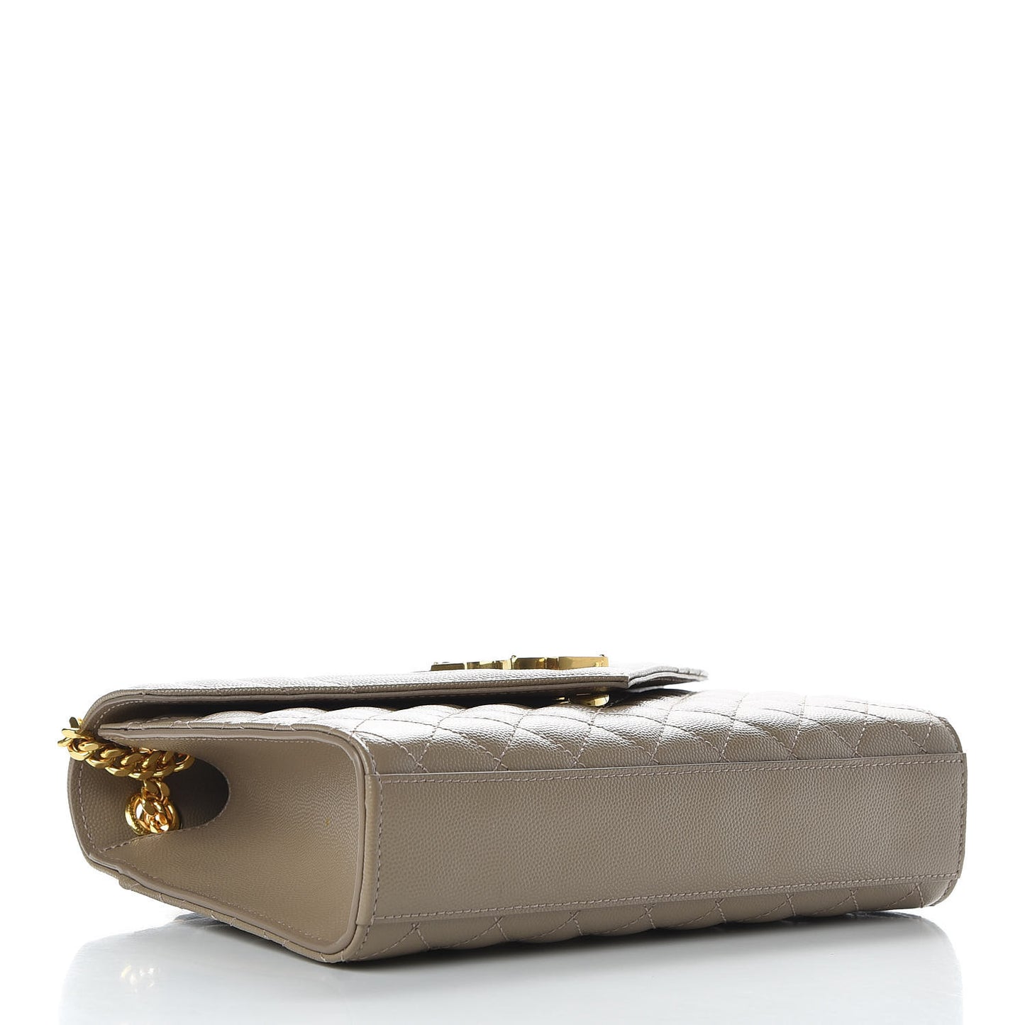 Grain De Poudre Textured Mixed Matelasse Medium Triquilt Monogram Satchel Dusty Grey
