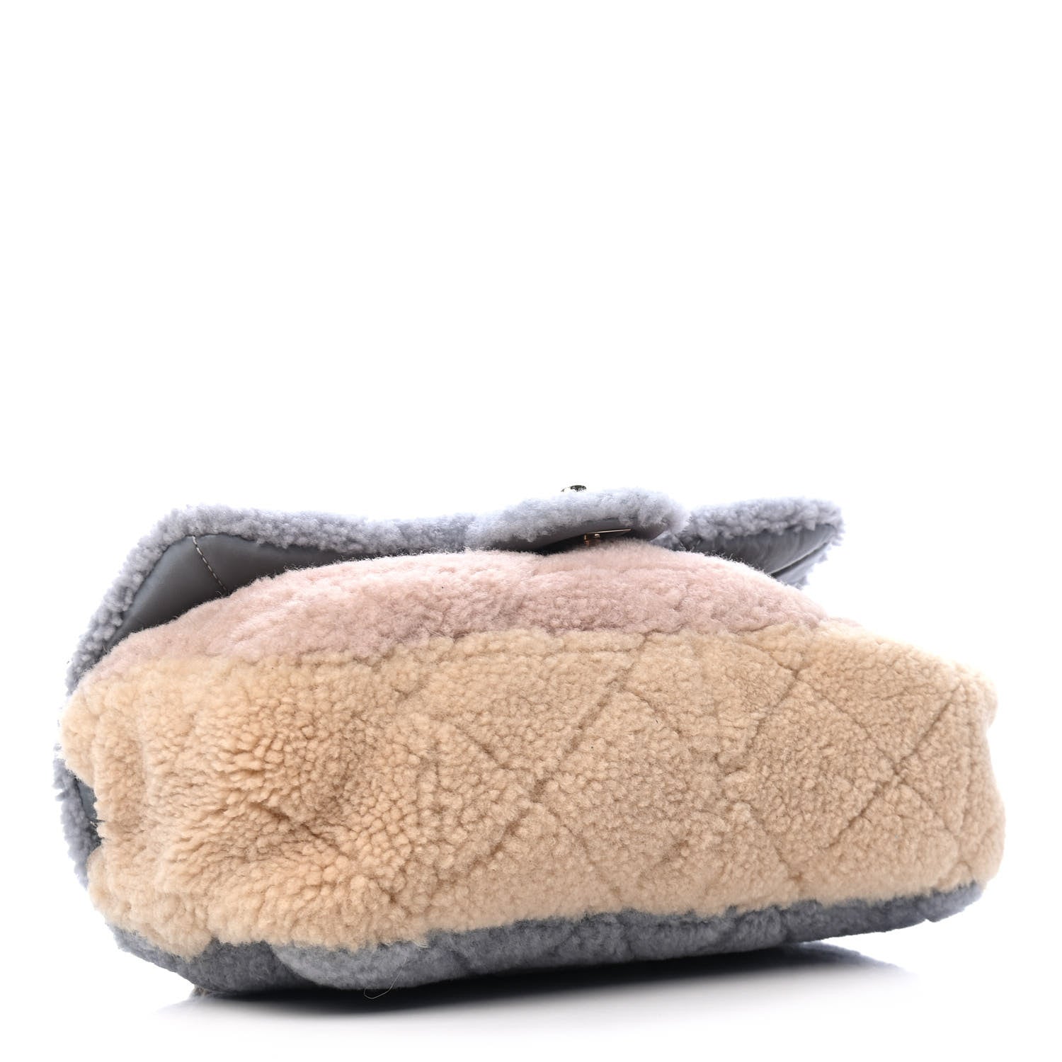 Chanel Shearling Sheepskin Single Flap Gray Pink Beige 3 of 4