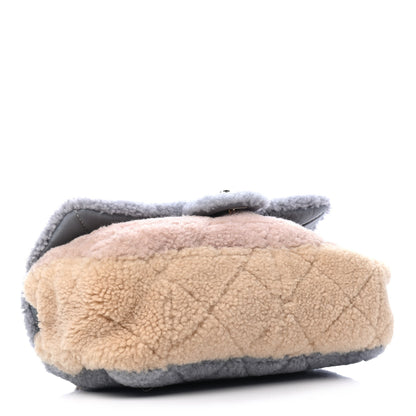 Chanel Shearling Sheepskin Single Flap Gray Pink Beige 3 of 4