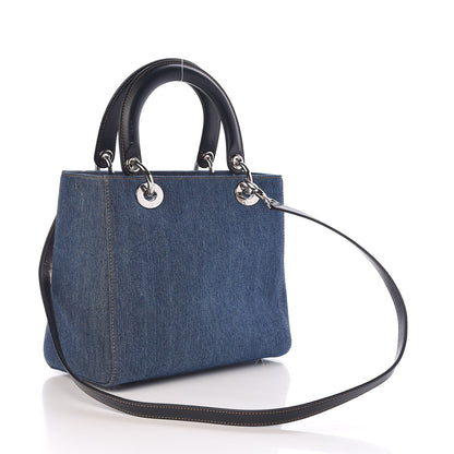 Christian Dior Denim Crystal Medium Lady Dior Blue 3 of 9