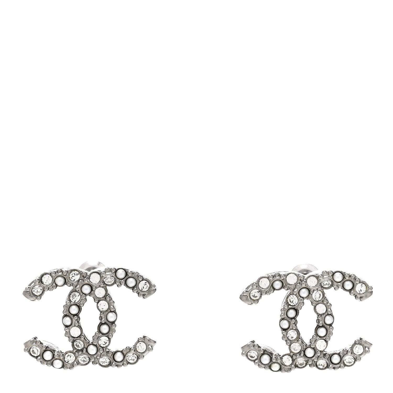 Chanel Ruthenium Crystal Pearl Caviar Earrings 1 of 5