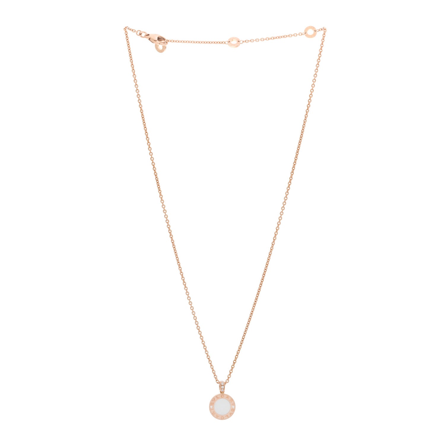 Bulgari 18K Rose Gold Diamond Black Onyx Mother of Pearl BVLGARI BVLGARI Pendant Necklace 3 of 5