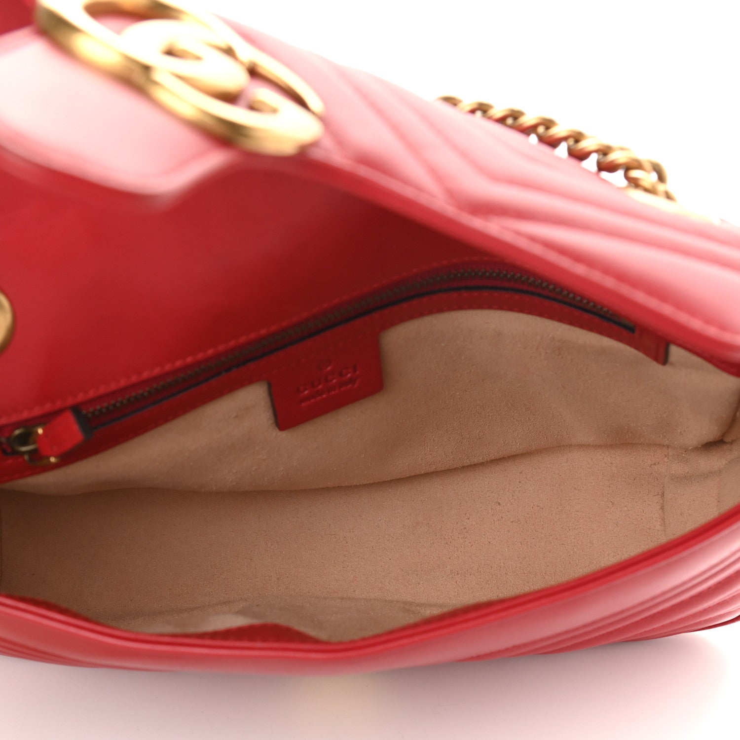 Gucci Calfskin Matelasse Small GG Marmont Shoulder Bag Hibiscus Red 5 of 9