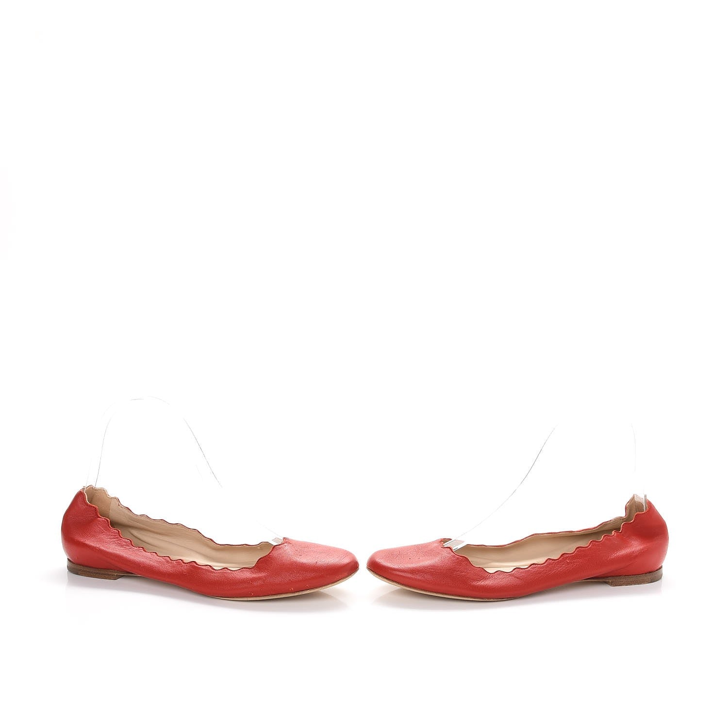 Chloe Nappa Leather Lauren Ballet Flats 36 Red 6 of 10