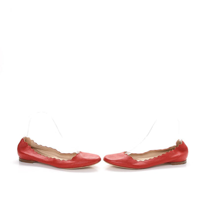 Chloe Nappa Leather Lauren Ballet Flats 36 Red 6 of 10