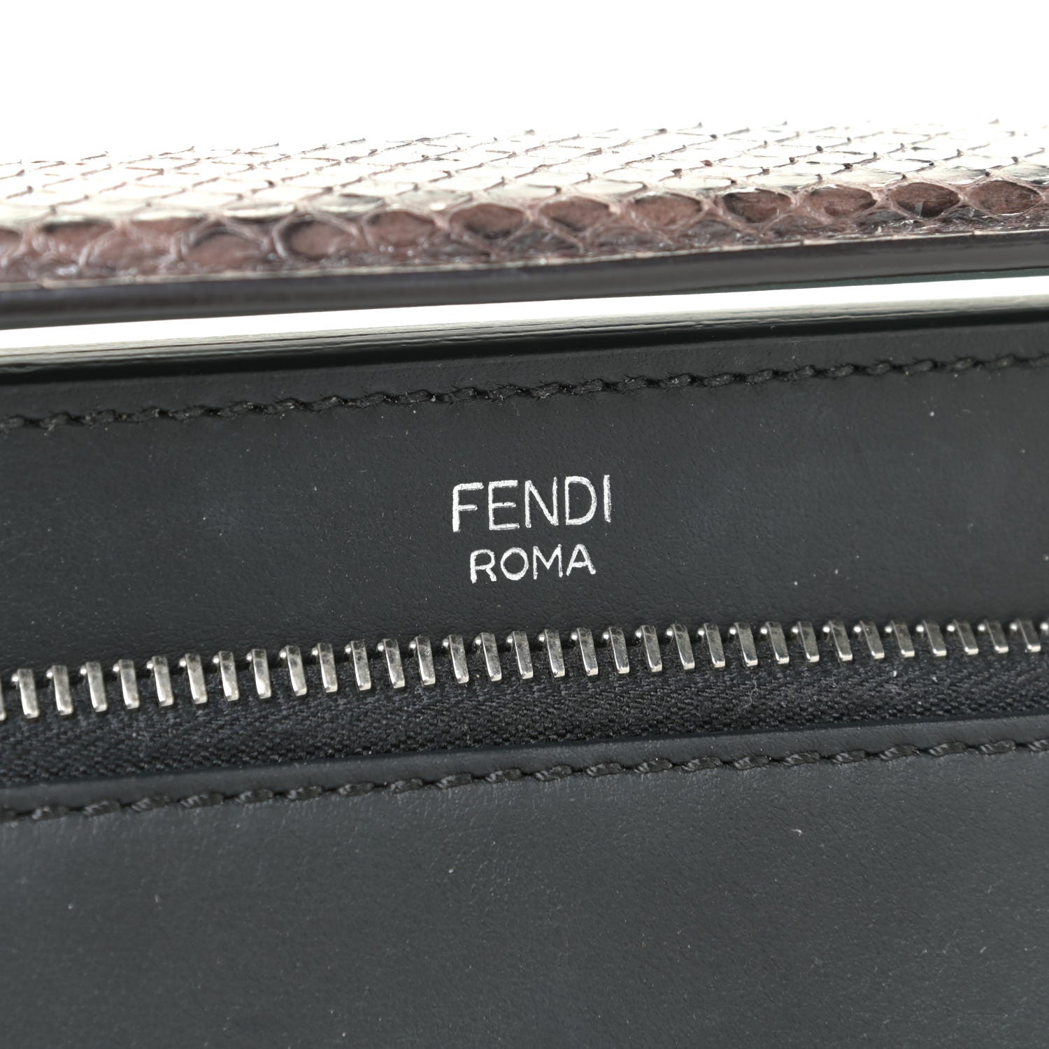 Fendi Vitello Baltico Dolce Elaphe DotCom Satchel Grey 7 of 13