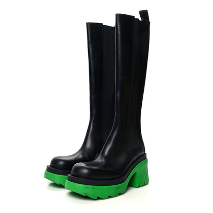 Bottega Veneta Calfskin The Flash High Chelsea Boots 40 Black Grass 3 of 8