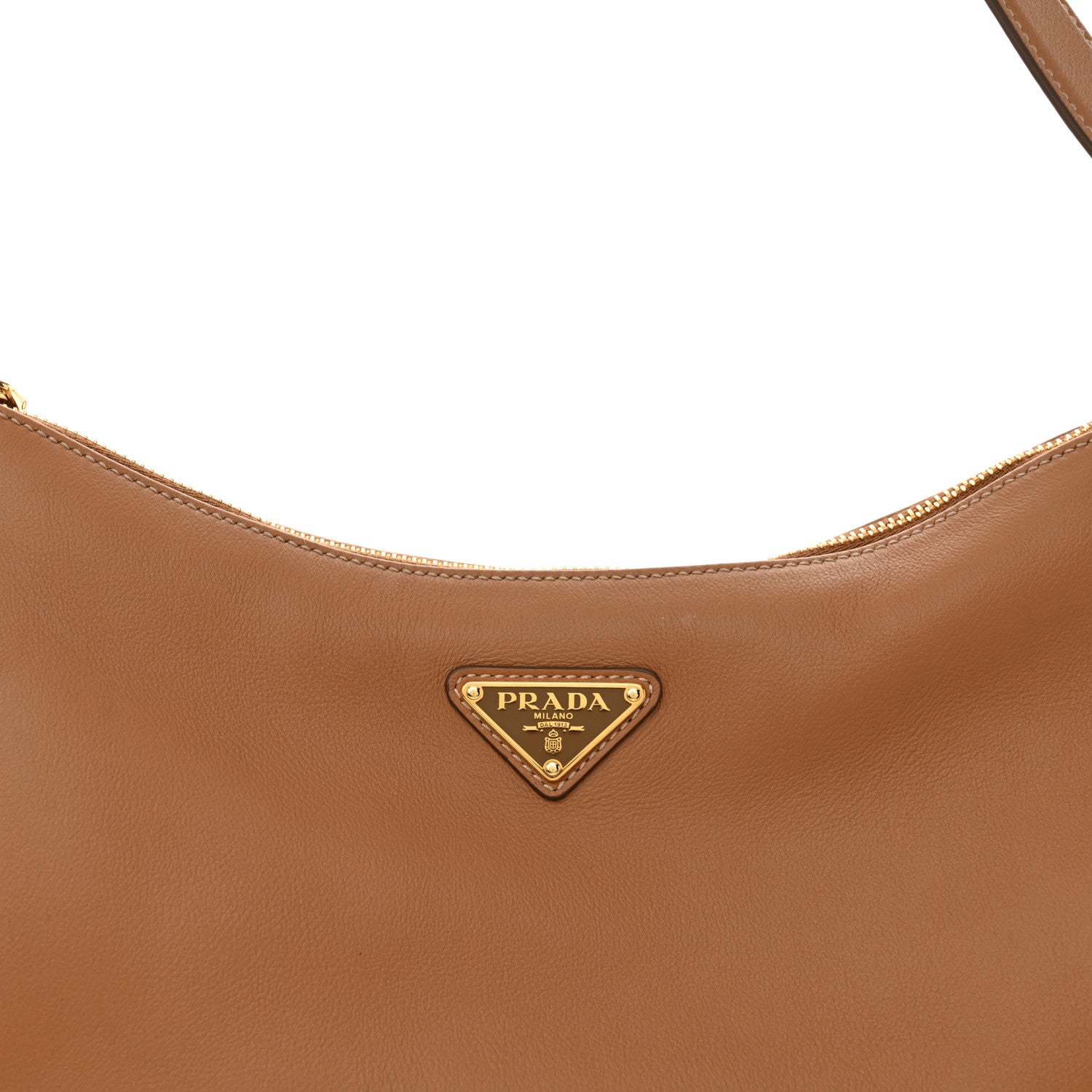 Prada Soft Calfskin Large Aimée Shoulder Bag Caramel 8 of 11