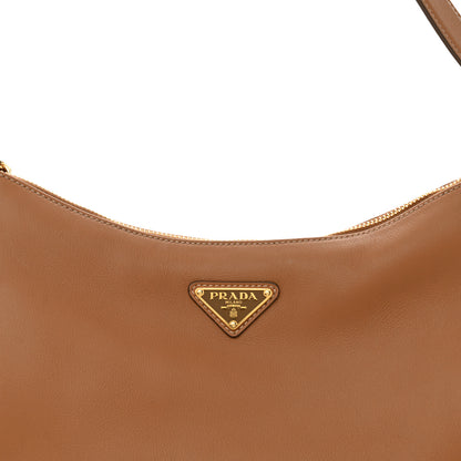 Prada Soft Calfskin Large Aimée Shoulder Bag Caramel 8 of 11