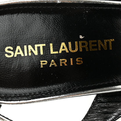 Saint Laurent Metallic Patent Sexy 95 Tanouk Platform Sandals 39 Argento 6 of 12