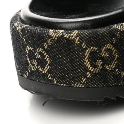 Gucci Jacquard Black Denim GG Monogram Angelina Platform 55mm Slide Sandals 38 Black Ivory 11 of 12