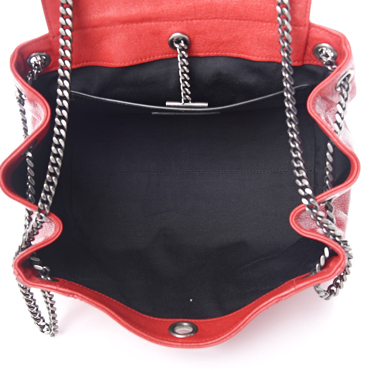 Saint Laurent Pebbled Lambskin Chevron Monogram Small Nolita Red 5 of 9